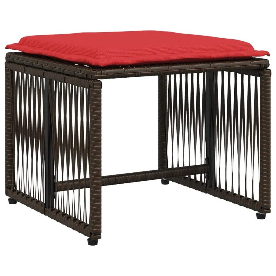 Ensemble à manger de jardin et coussins 7 pcs marron poly rotin - 4