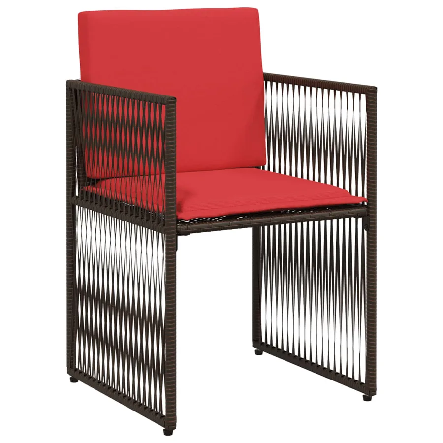 Ensemble à manger de jardin et coussins 7 pcs marron poly rotin - 5