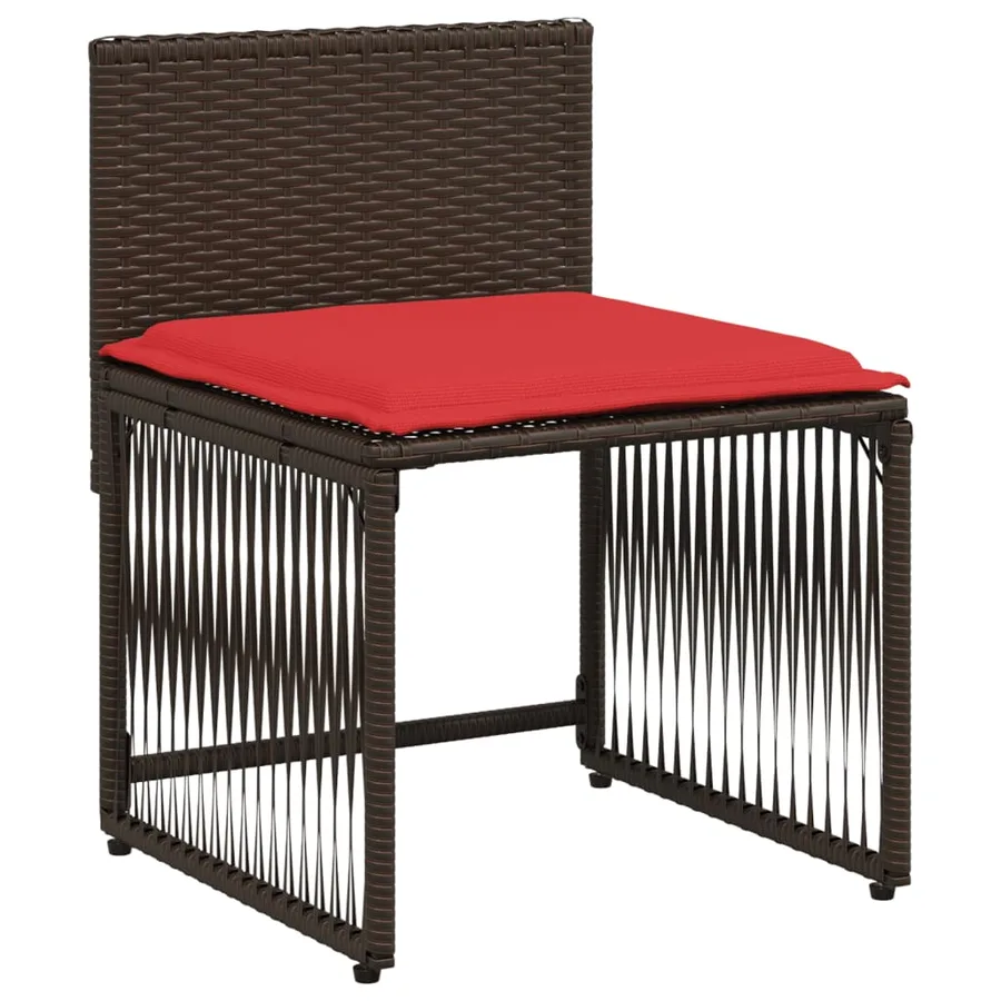 Ensemble à manger de jardin et coussins 7 pcs marron poly rotin - 6