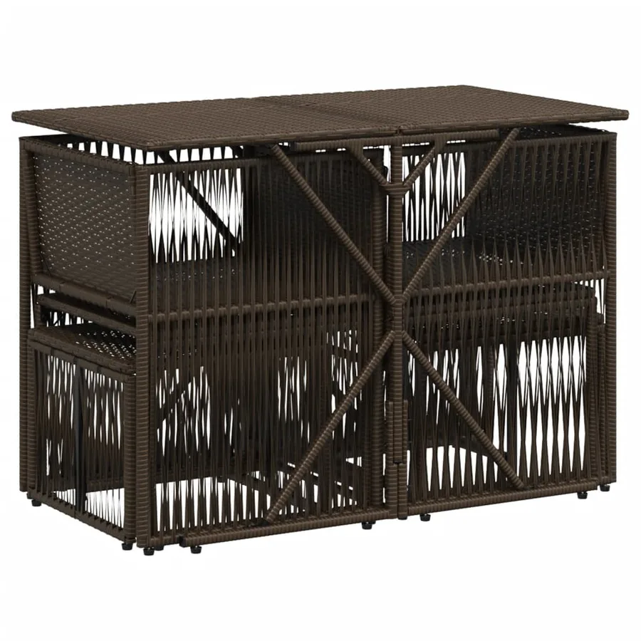 Ensemble à manger de jardin et coussins 7 pcs marron poly rotin - 7