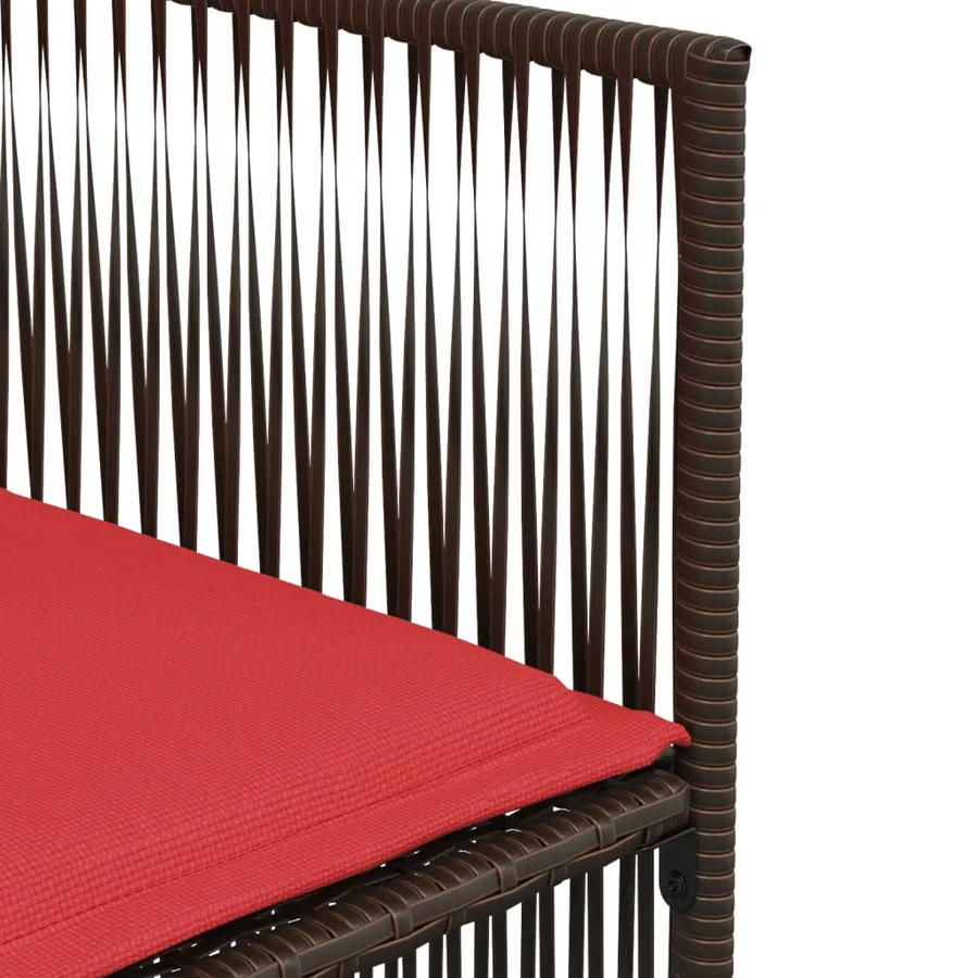 Ensemble à manger de jardin et coussins 7 pcs marron poly rotin - 9