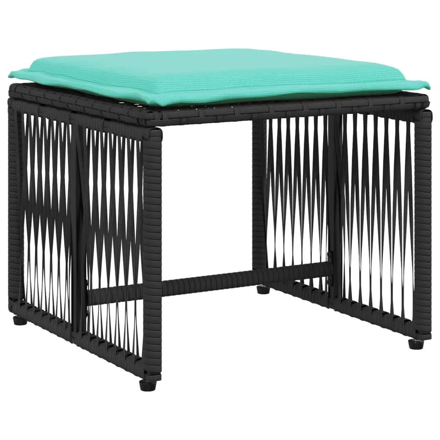 Ensemble à manger de jardin 7 pcs coussins noir résine tressée - 4