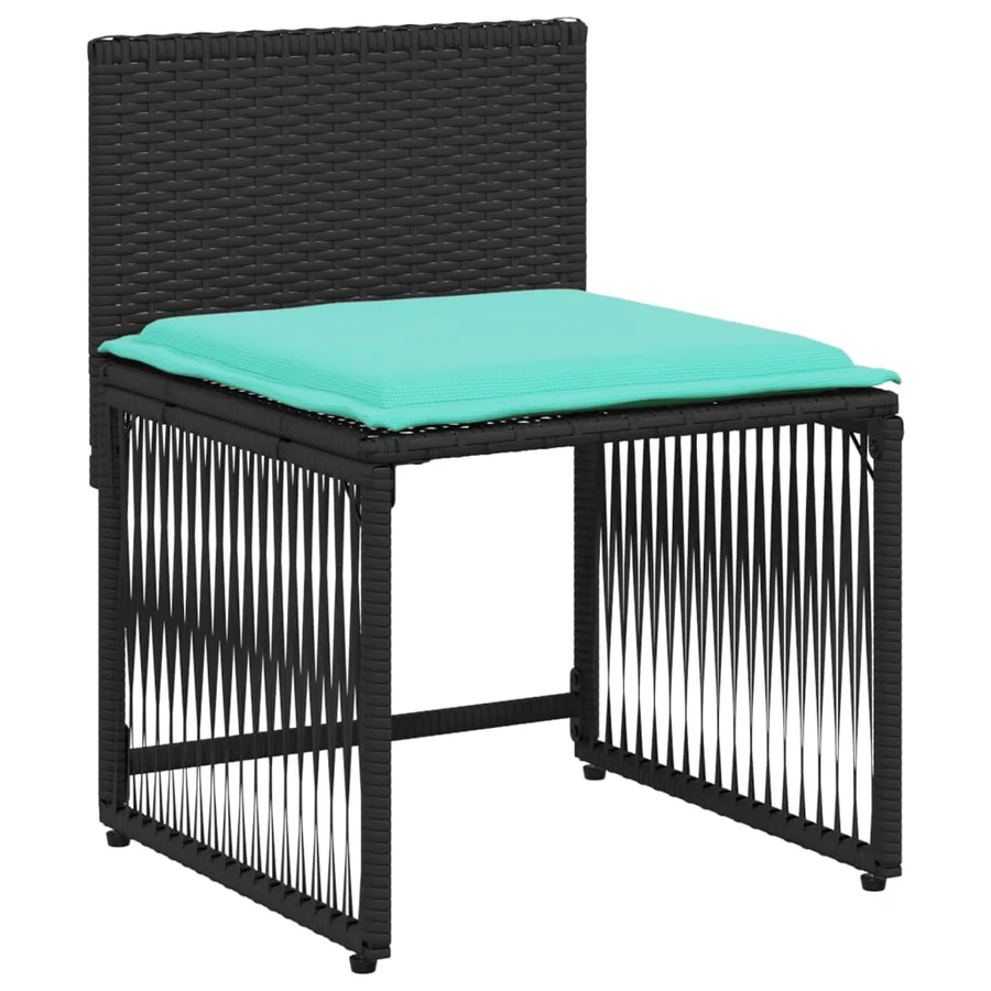 Ensemble à manger de jardin 7 pcs coussins noir résine tressée - 6