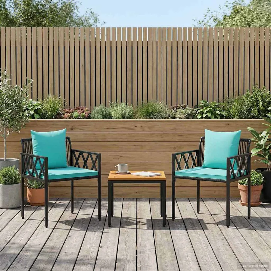 Ensemble de meubles d'extérieur 3 pcs Noir et turquoise