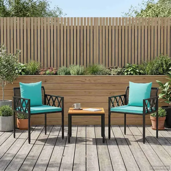 Ensemble de meubles d'extérieur 3 pcs Noir et turquoise