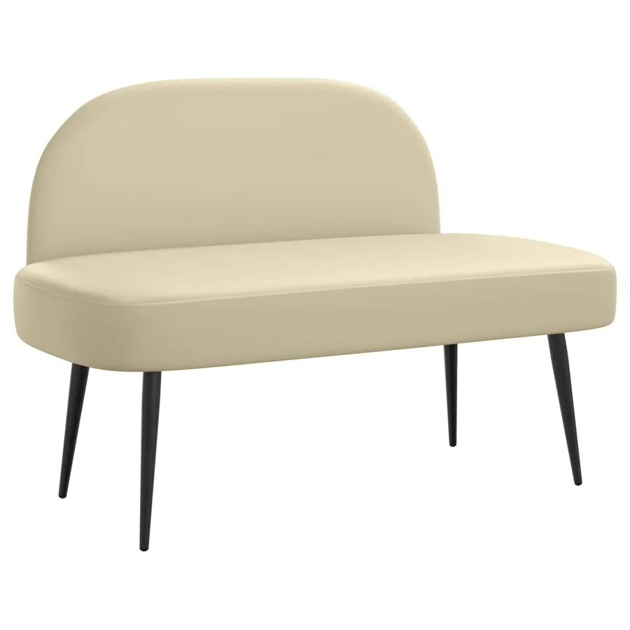 Banc rembourré avec dossier Crème 110 x 60 x 76 cm Simili cuir - 2