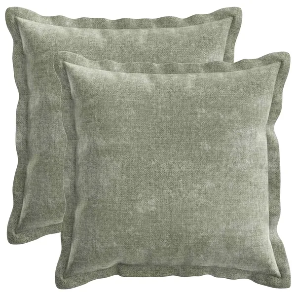 Housse de coussin 2 pcs HOUTEN Vert 50 x 50 cm Tissu Chenille