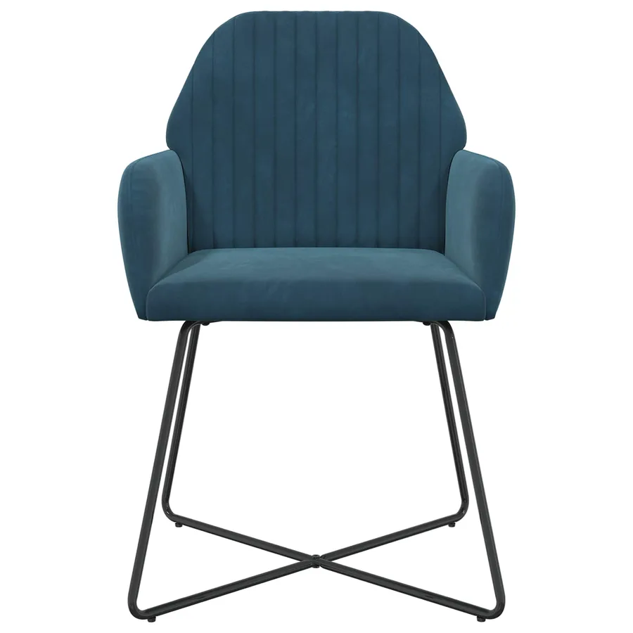 Chaises de salle à manger 4 pcs Velours Bleu 55 x 50 x 84 cm - 3
