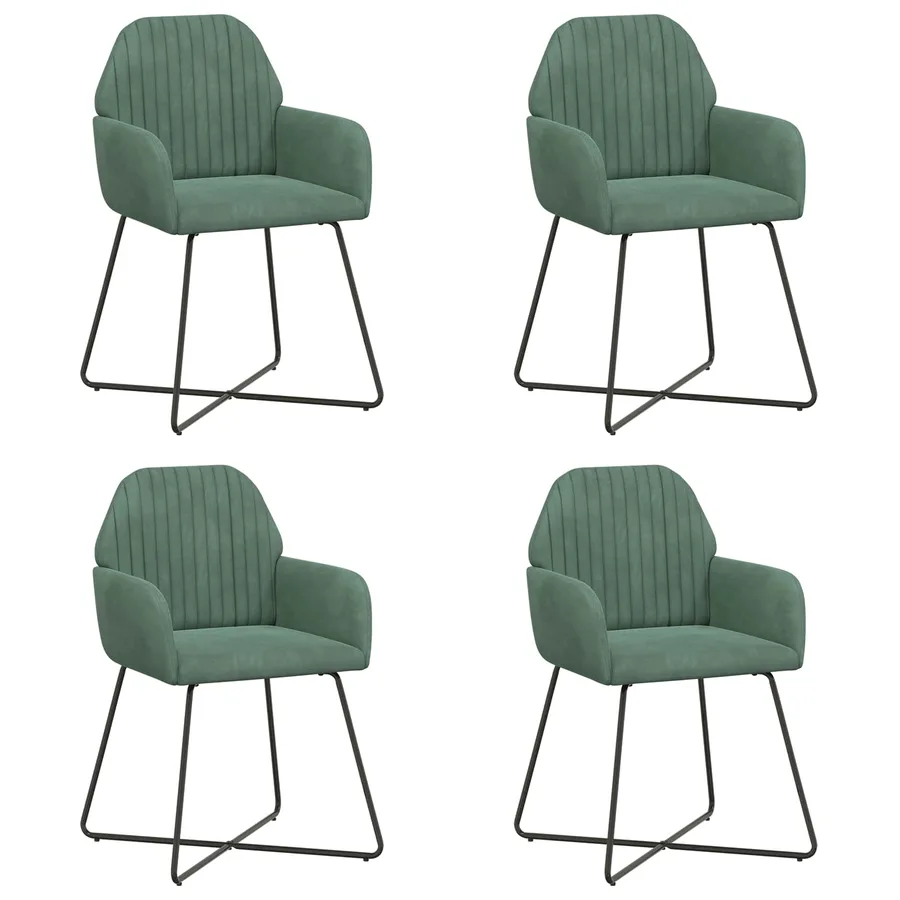 Chaises de salle à manger 4 pcs Velours Vert Mer - 2