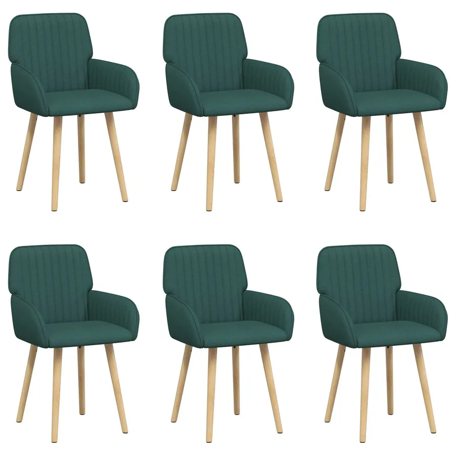 Chaises de salle à manger 6 pcs Tissu Vert foncé - 2