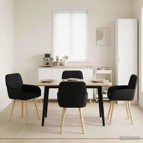 Chaises de salle à manger 4 pcs Tissu Noir 56,5 x 50 x 87,5 cm