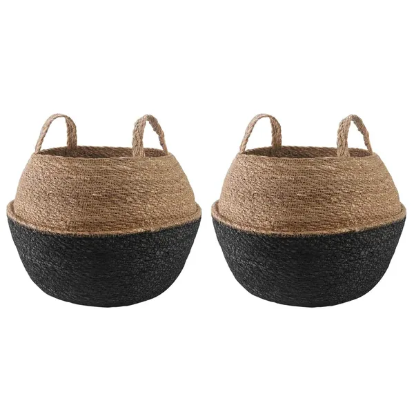 Pot de plante avec poignées 2 pcs Noir Ø 45 x 36 cm