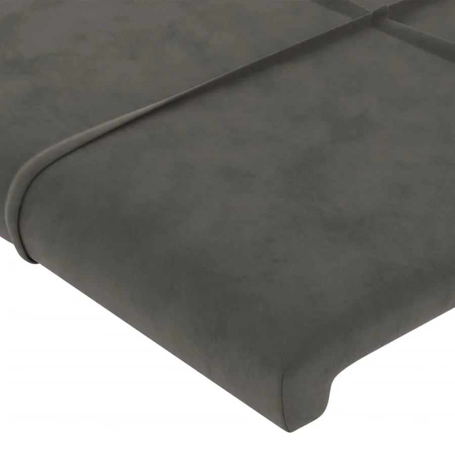 Cadre de lit sans matelas gris foncé velours - 10