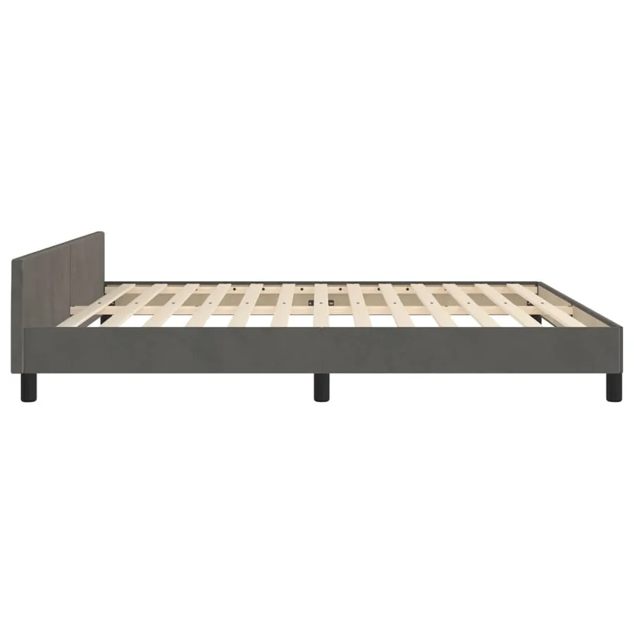 Cadre de lit sans matelas gris foncé velours - 7