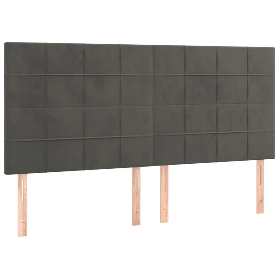 Cadre de lit sans matelas gris foncé velours - 8