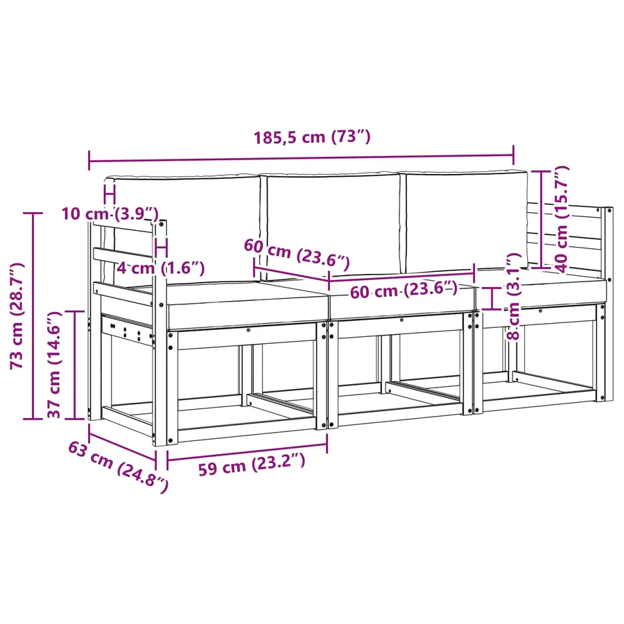 Ensemble de canapés d'extérieur 3 pcs - 6