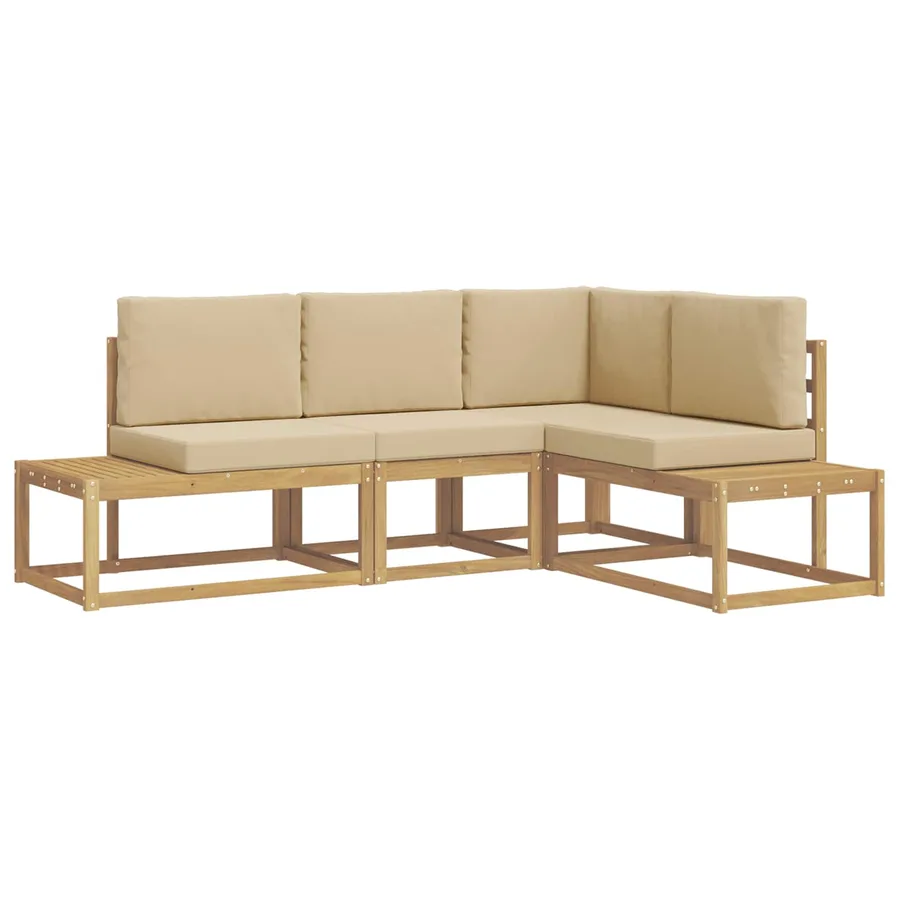 Ensemble de canapés d'extérieur 3 Pièce Blanc et Beige - 2