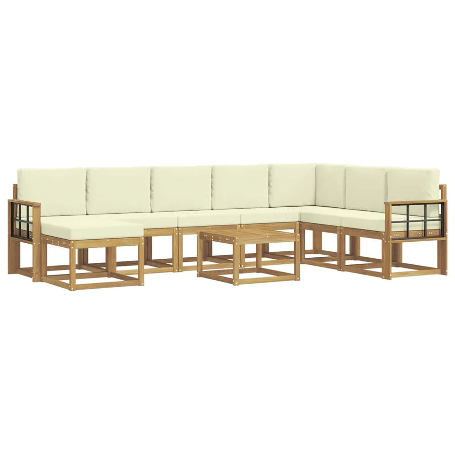 Ensemble de canapés d'extérieur 9 pcs Blanc et crème - 2