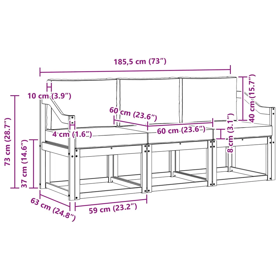 Ensemble de canapés d'extérieur 3 pcs - 6