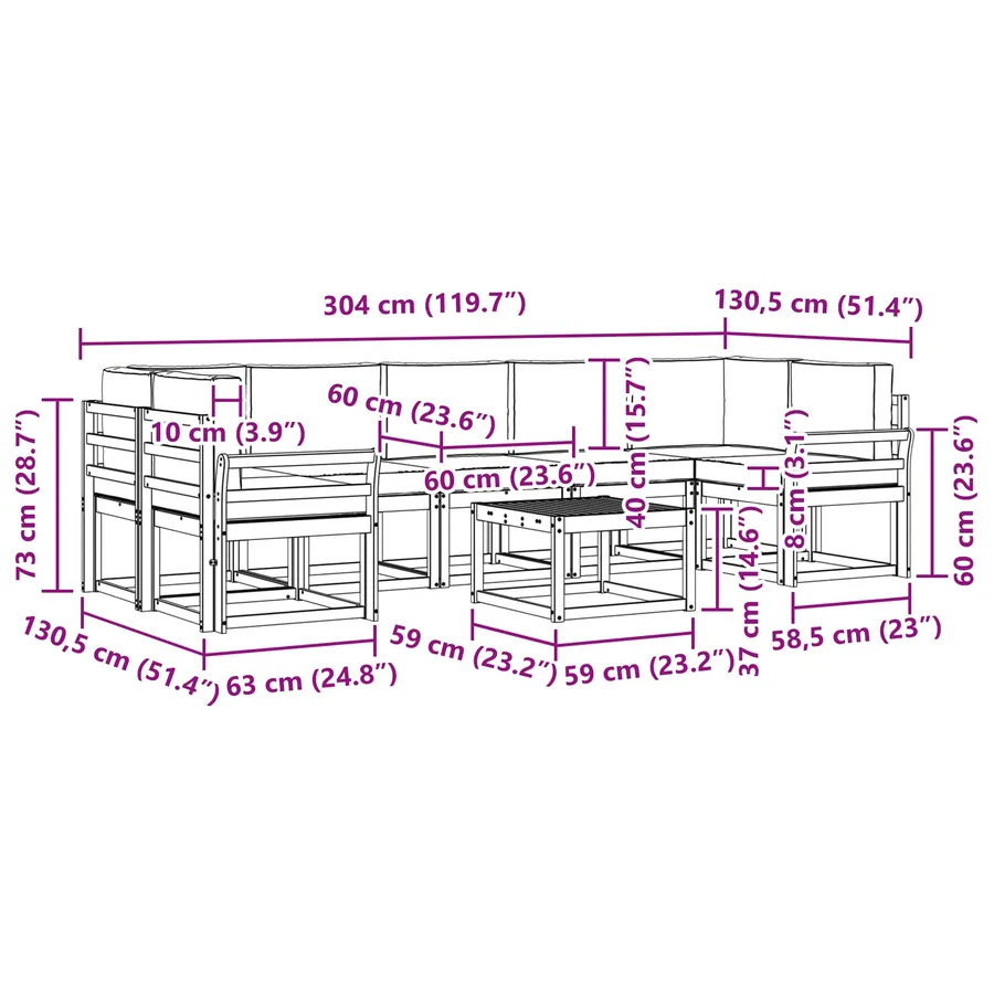 Ensemble de canapés d'extérieur 6 pcs - 7