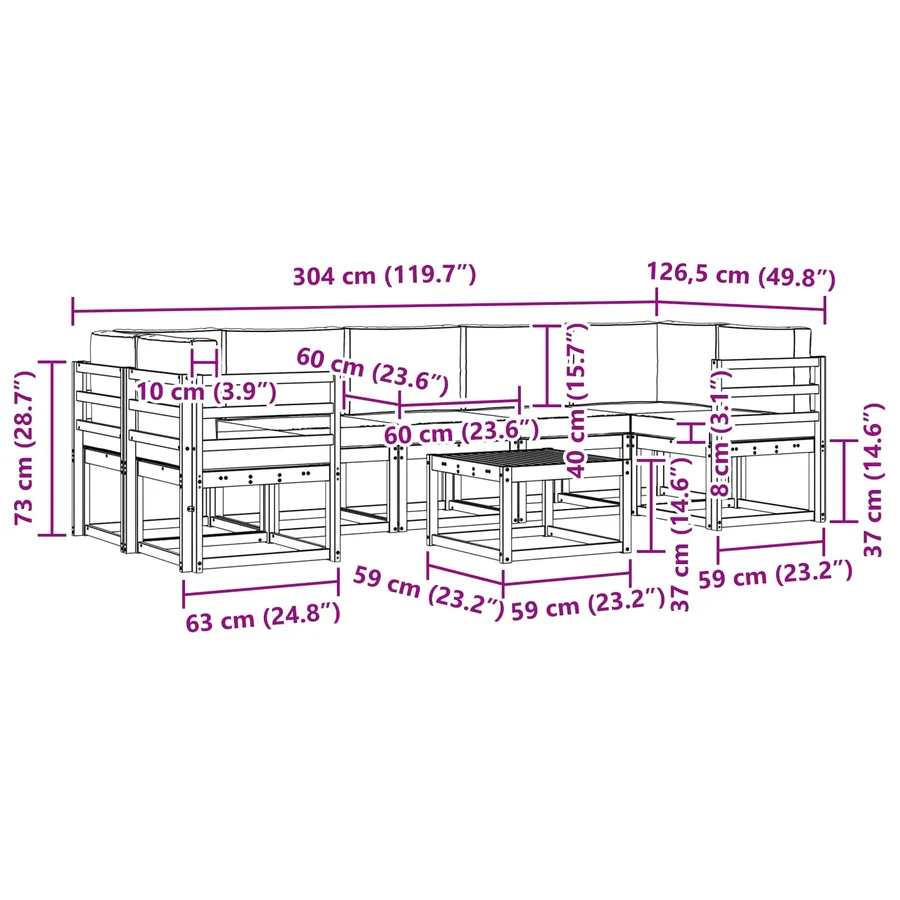 Ensemble de canapés d'extérieur 6 pcs - 7