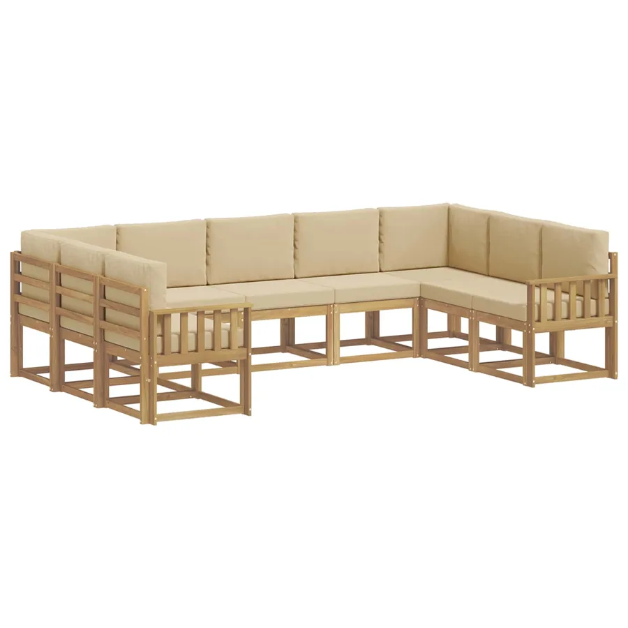 Ensemble de canapés d'extérieur 9 pcs Blanc et Beige - 2