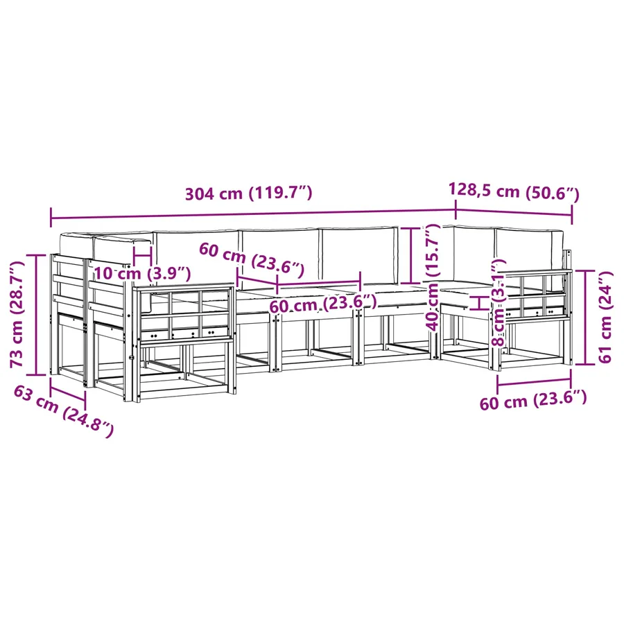 Ensemble de canapés d'extérieur 7 pc Blanc et crème - 7
