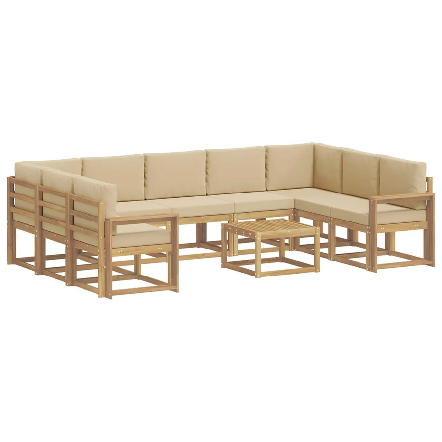 Ensemble de canapés d'extérieur 10 pcs Blanc et Beige - 2