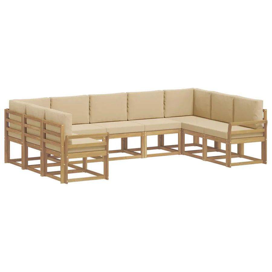 Ensemble de canapés d'extérieur 9 pcs Blanc et Beige - 2