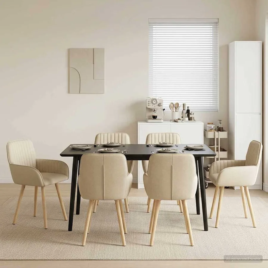 Chaises de salle à manger 6 pcs Tissu Crème 56,5 x 50 x 87,5 cm