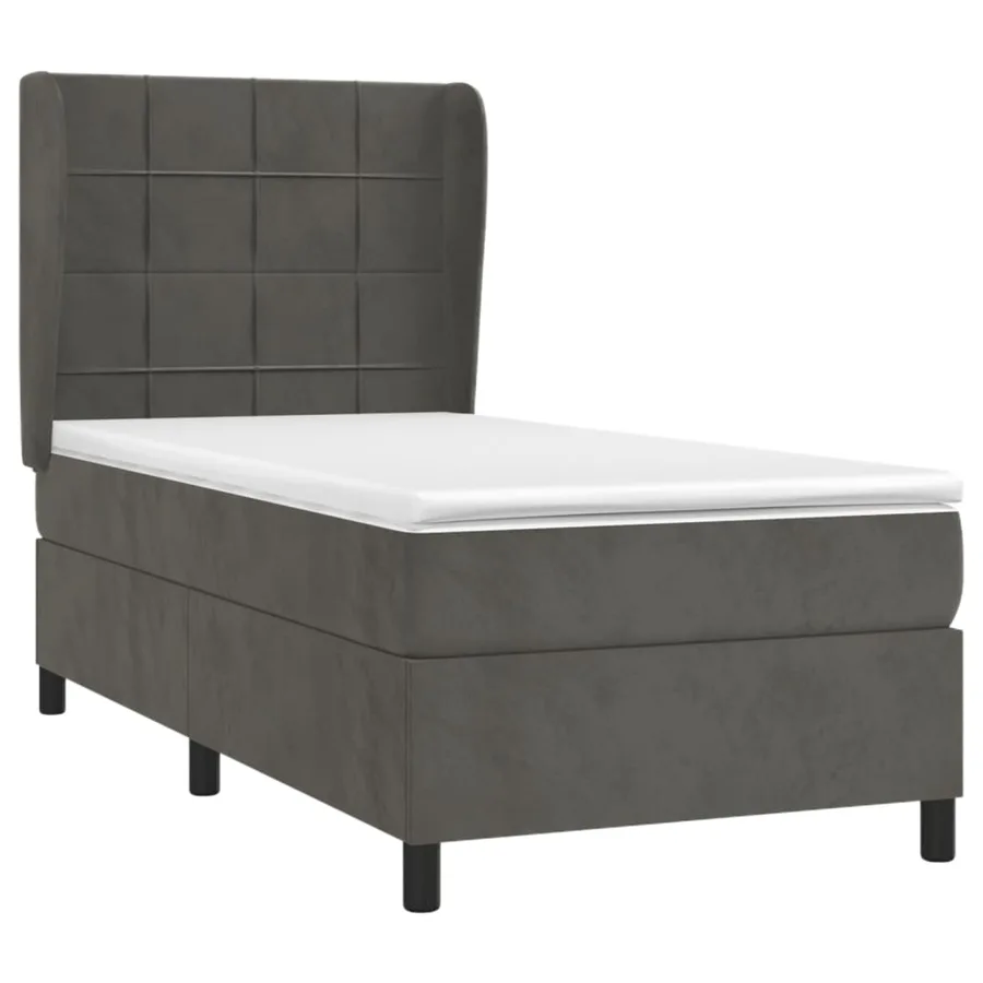 Sommier à lattes de lit et matelas Gris foncé 90x190 cm Velours - 3