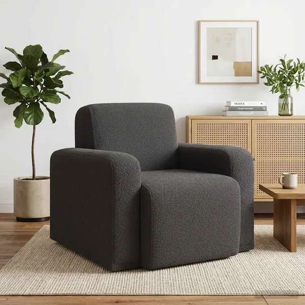 Fauteuil Gris foncé Bouclé