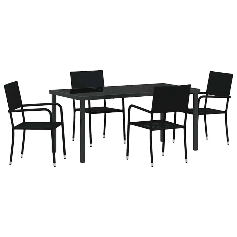 Ensemble de salle à manger pour jardin 5 pcs Noir polyrotin - 2