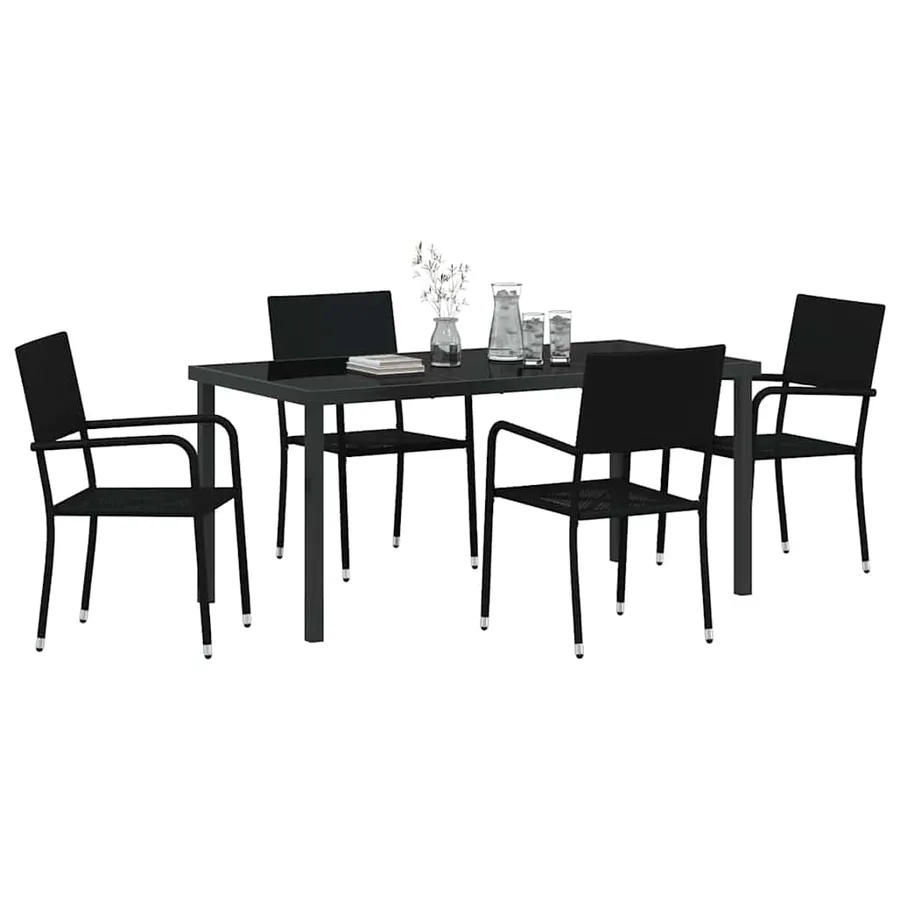Ensemble de salle à manger pour jardin 5 pcs Noir polyrotin - 3