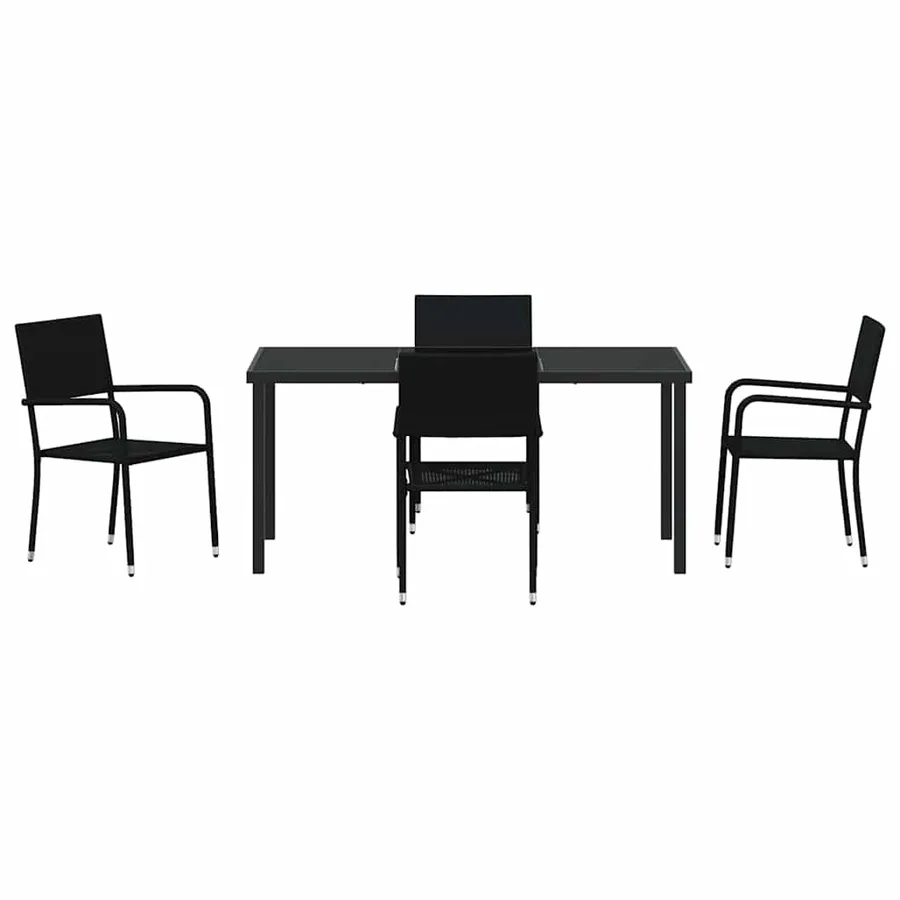 Ensemble de salle à manger pour jardin 5 pcs Noir polyrotin - 7
