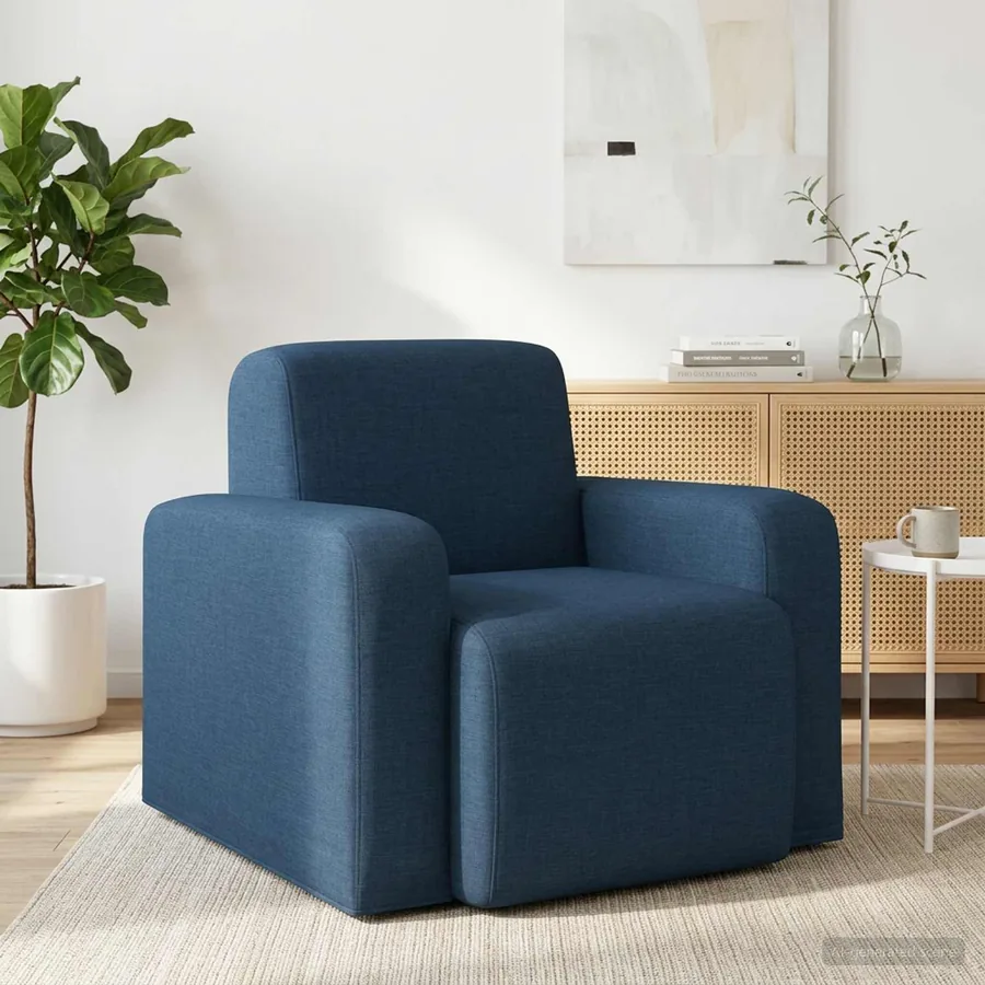 Fauteuil Bleu Tissu