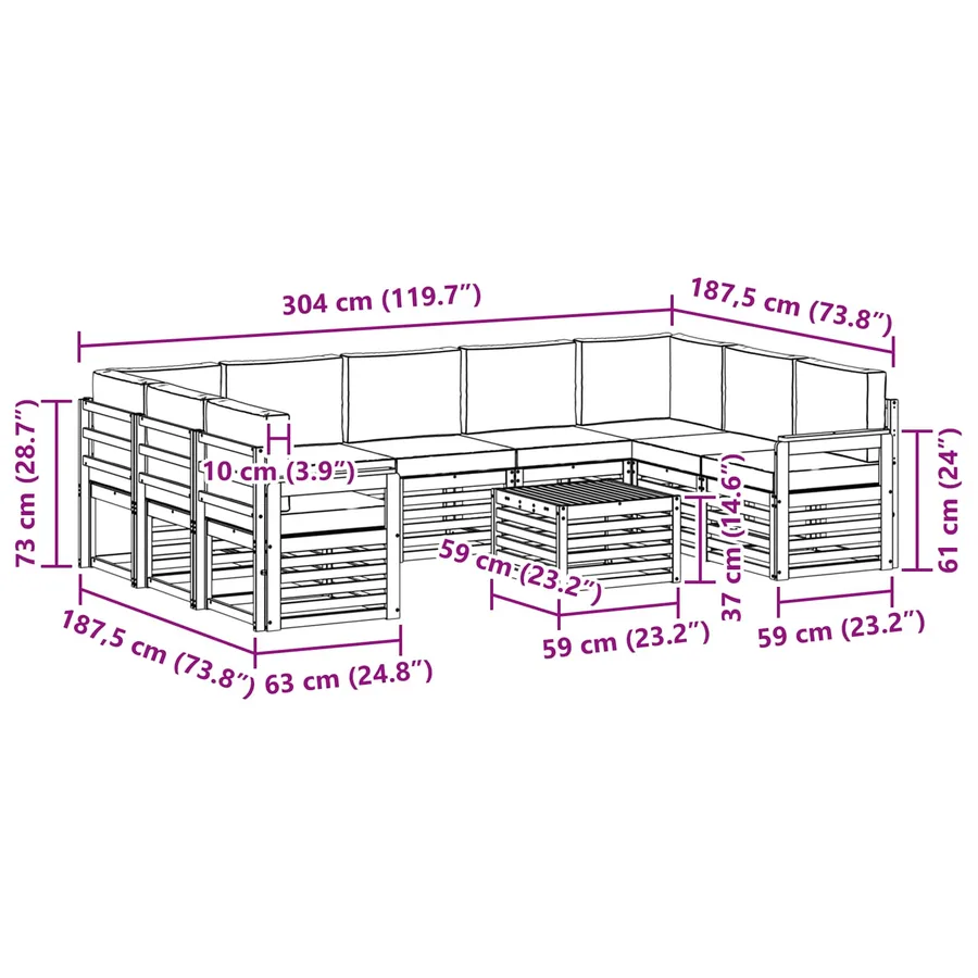 Ensemble de canapés d'extérieur 8 pcs Blanc et Anthracite - 8