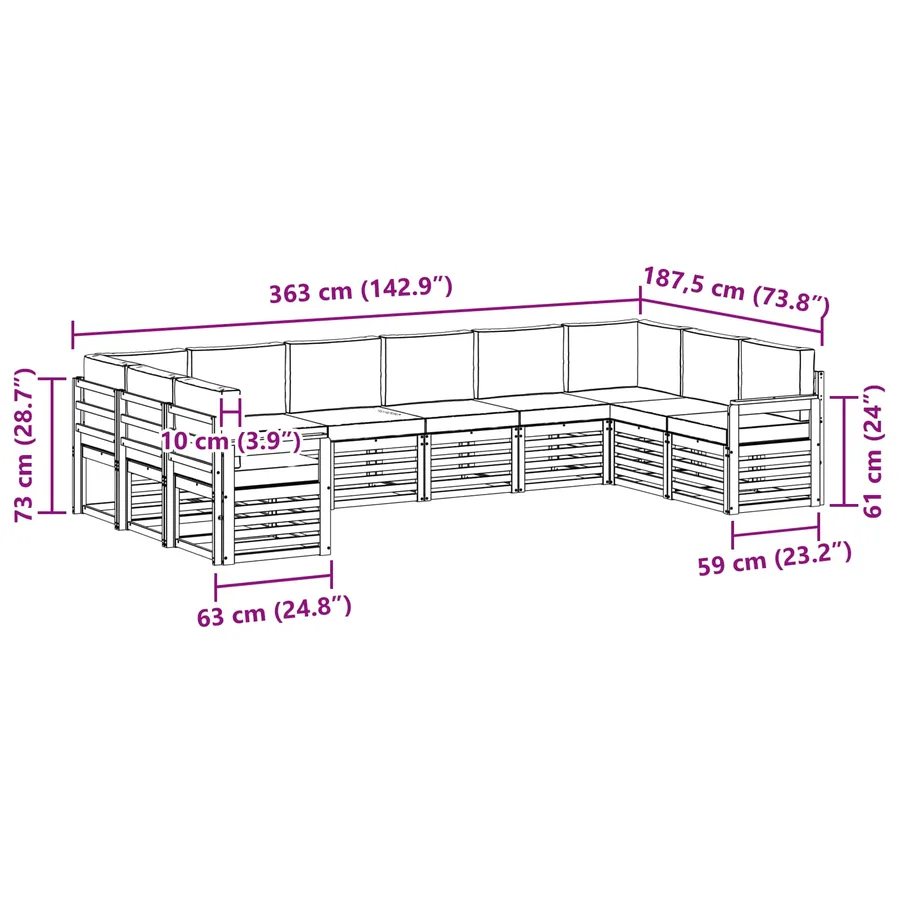 Ensemble de canapés d'extérieur 7 pcs Blanc et Anthracite - 8