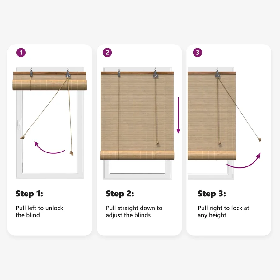 Store enrouleur Marron 40 x 220 cm Bambou - 10