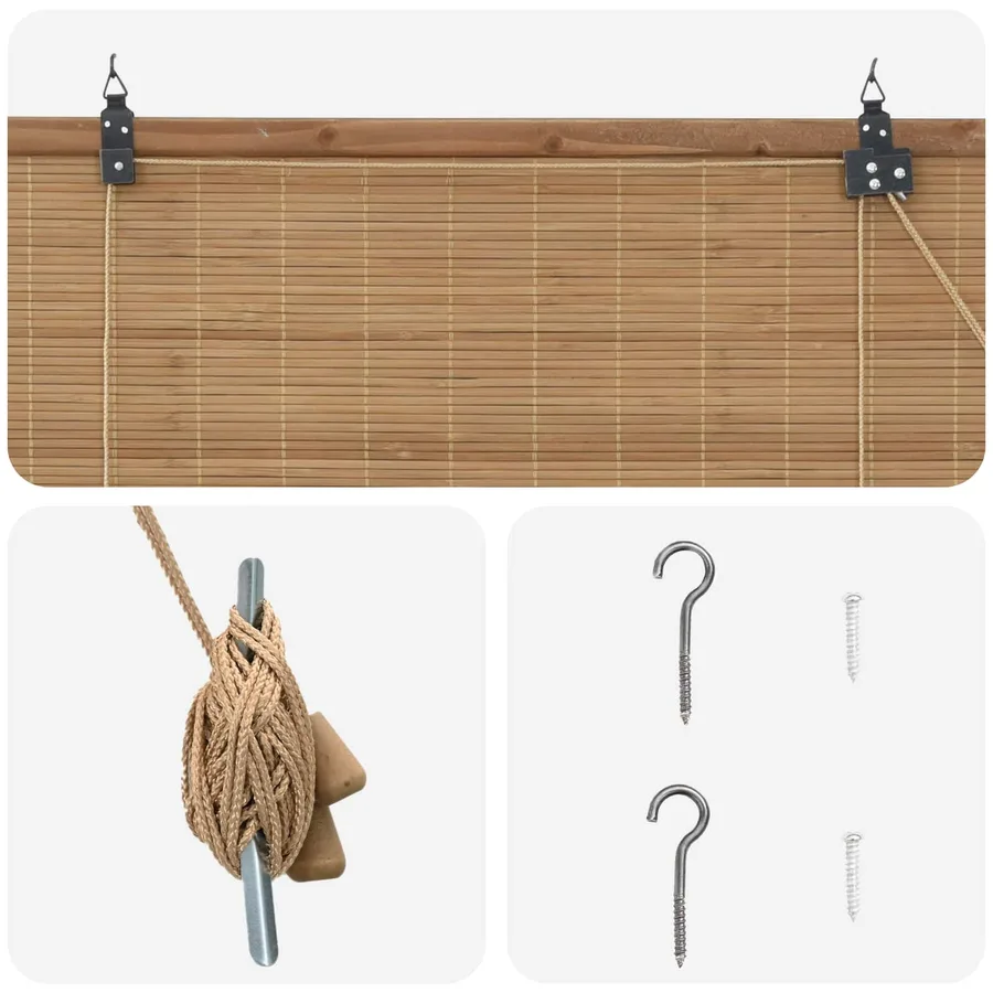 Store enrouleur Marron 40 x 220 cm Bambou - 4