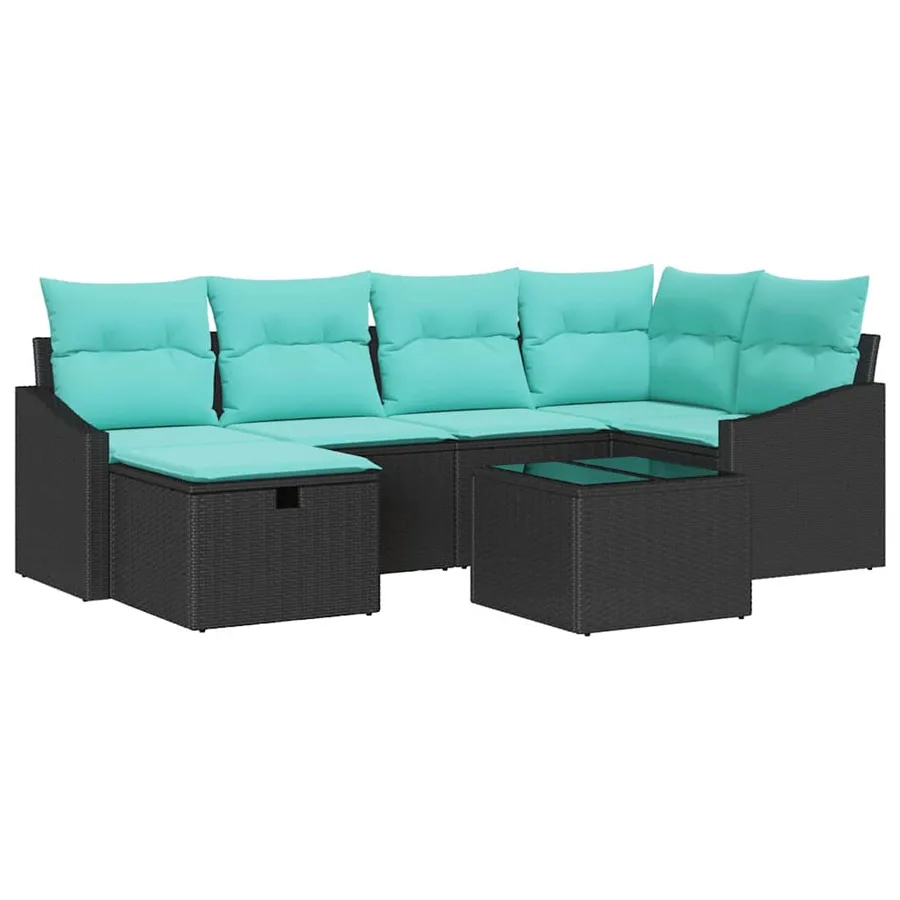 Ensemble de Canapés avec coussin avec stockage Noir polyrotin - 2
