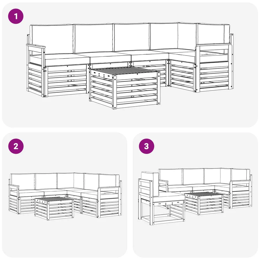 Ensemble de canapés d'extérieur 6 pcs Blanc et anthracite - 7