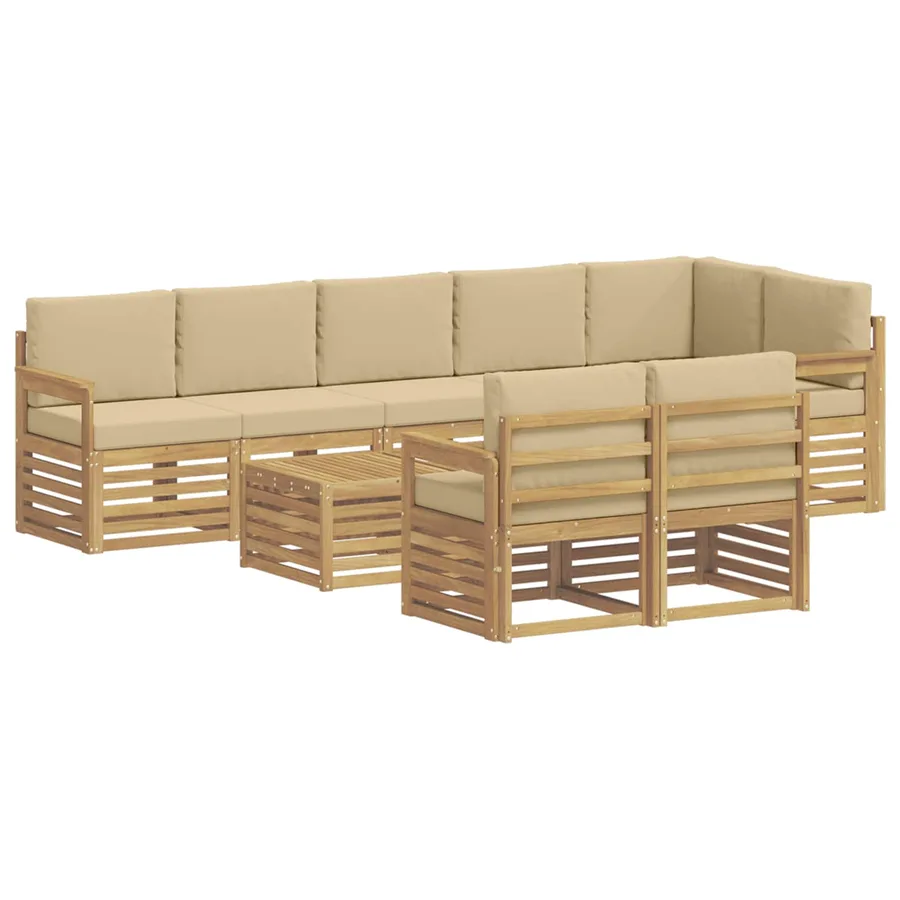 Ensemble de canapés d'extérieur 8 pcs Blanc et Beige - 2