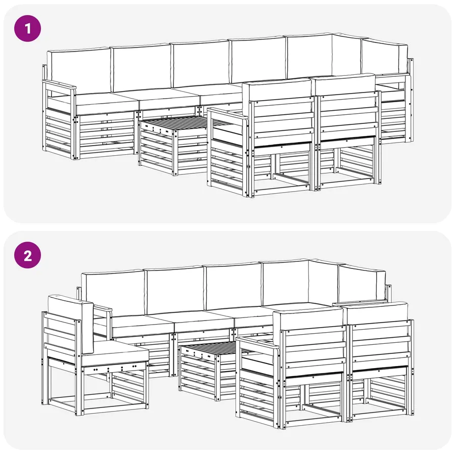 Ensemble de canapés d'extérieur 8 pcs Blanc et Beige - 7