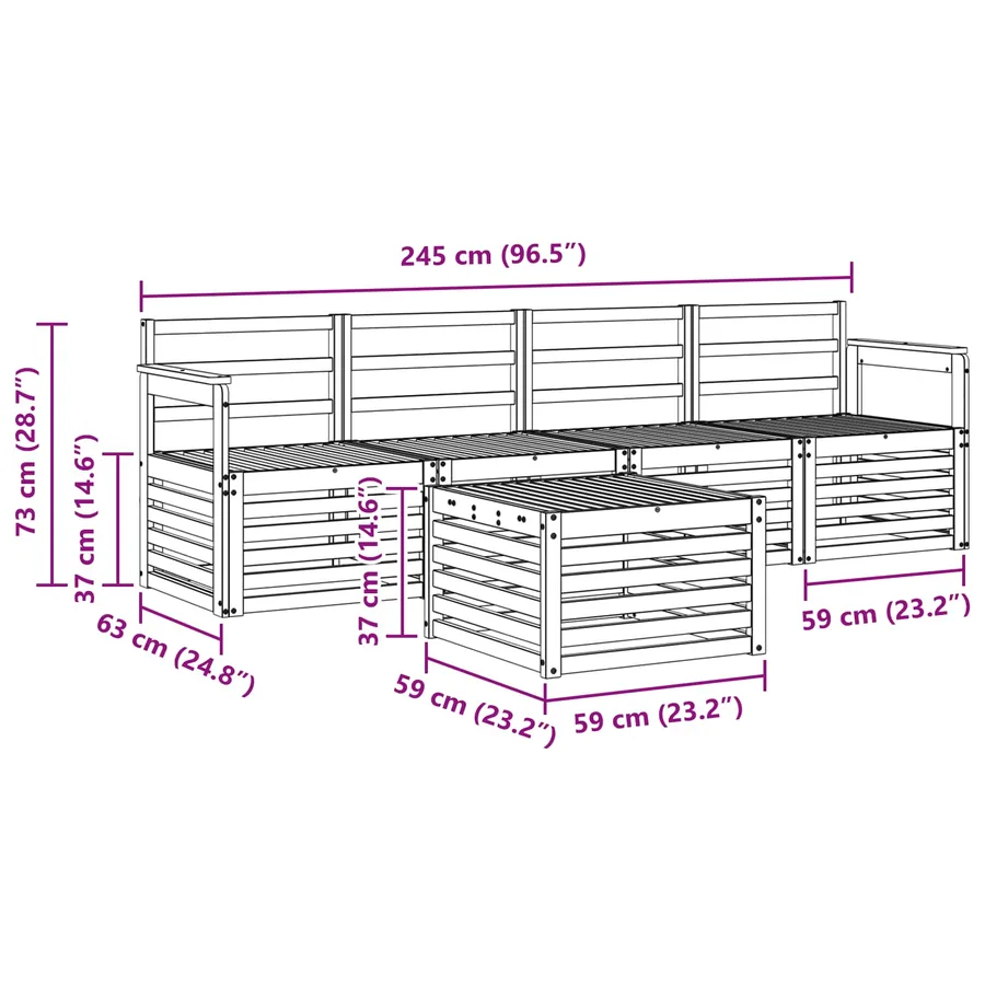 Ensemble de canapés d'extérieur 5 pcs Blanc - 7