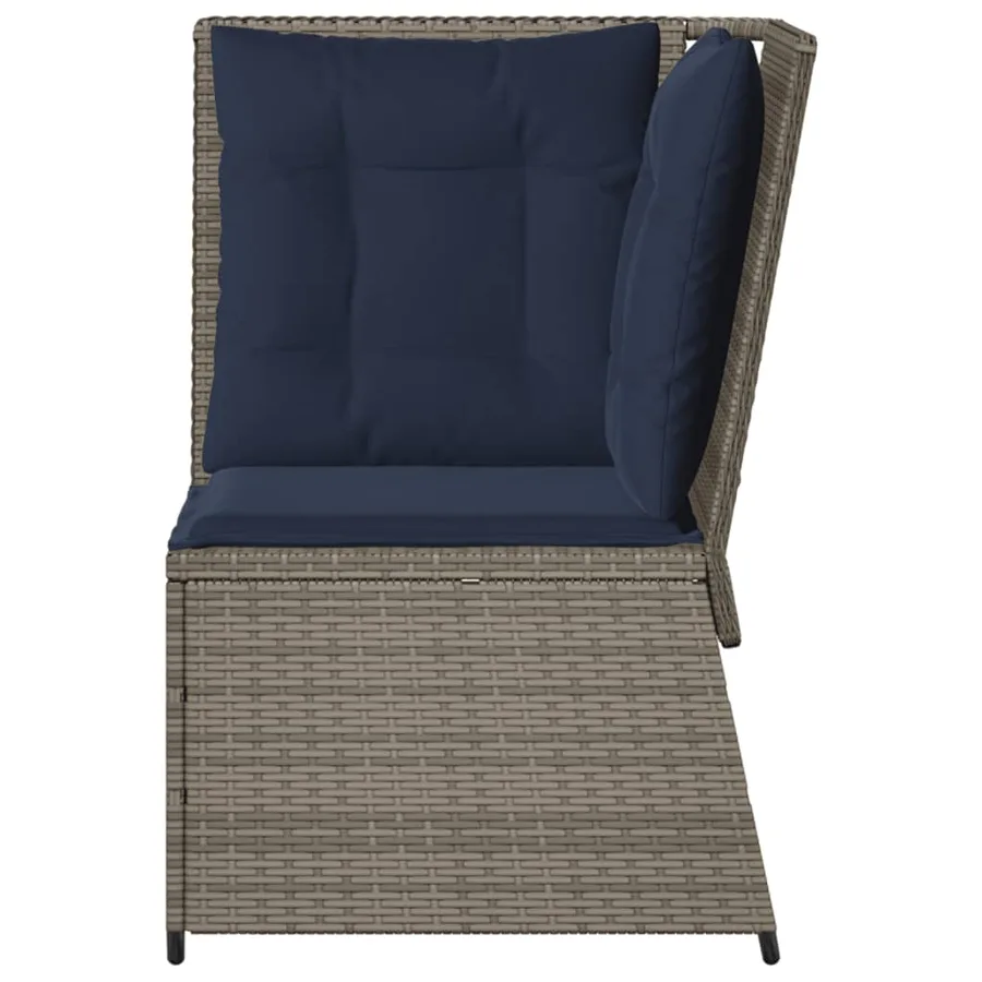 Canapé d'angle de jardin avec coussins gris résine tressée - 4