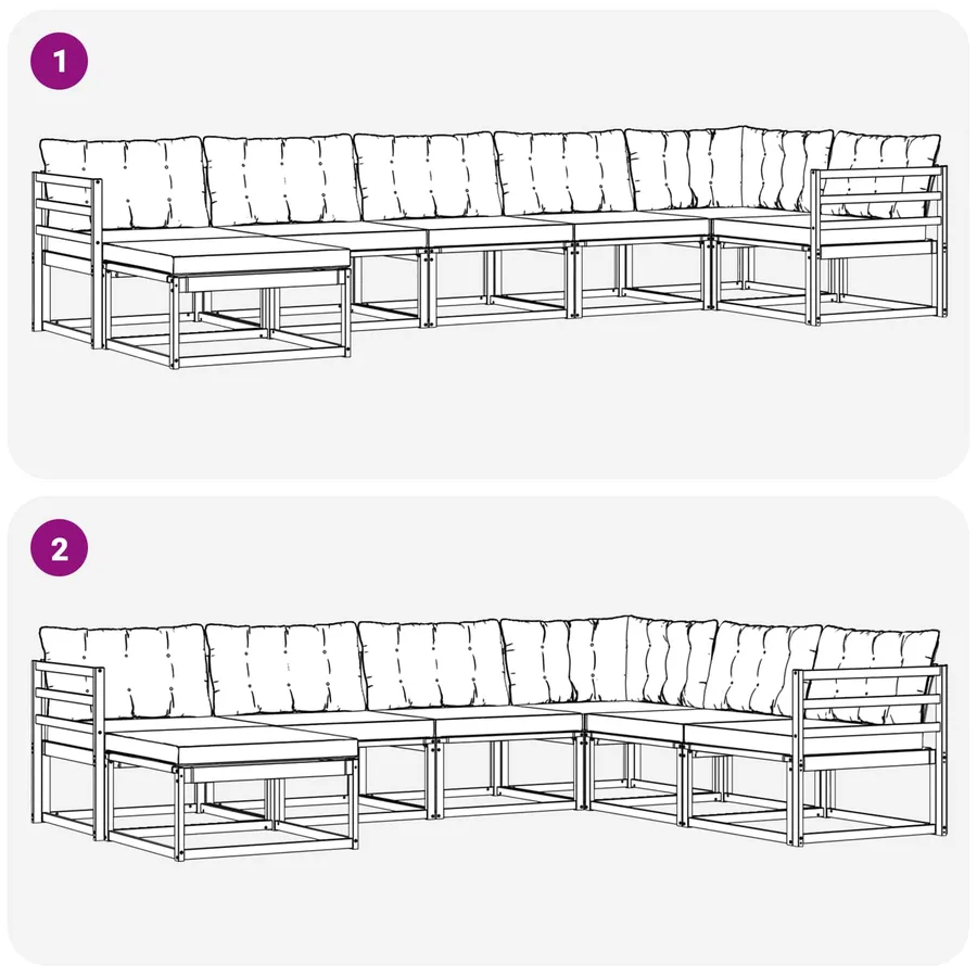 Ensemble de canapés d'extérieur 7 pcs Blanc et gris clair - 10