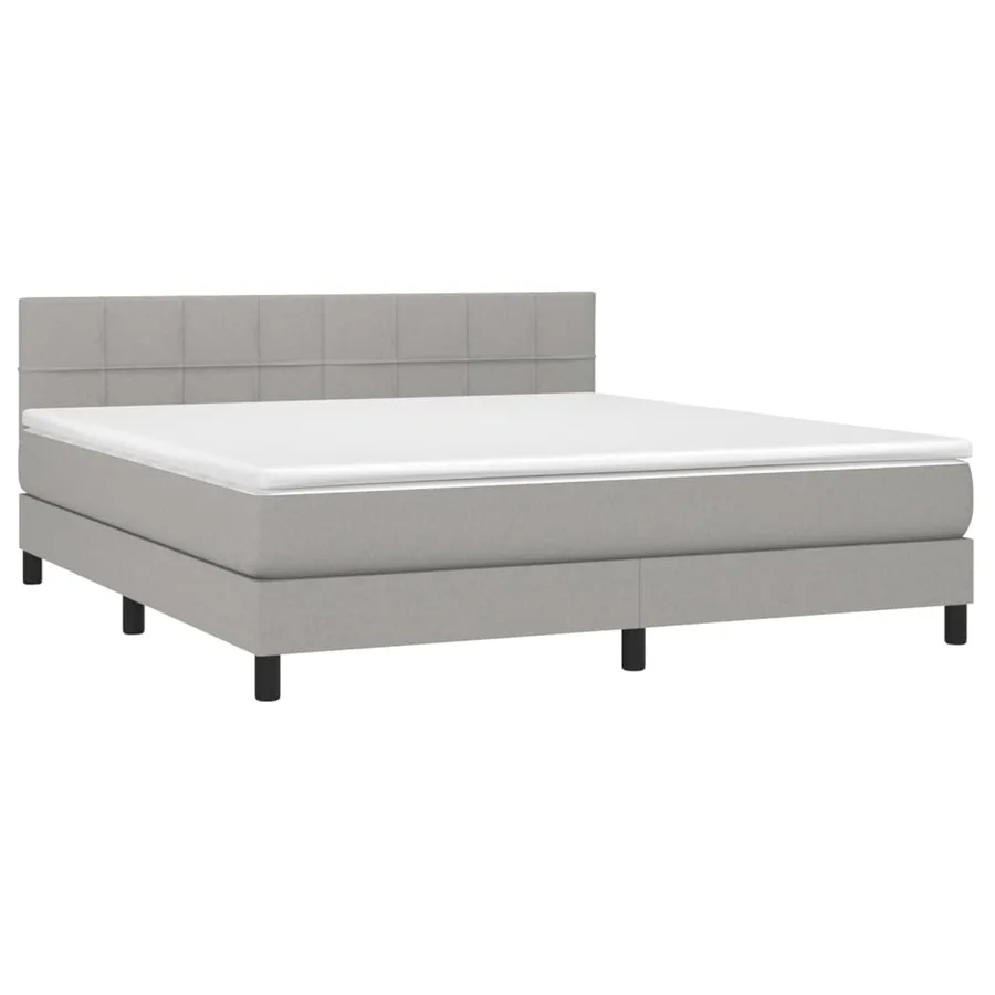 Sommier à lattes de lit matelas LED Gris clair 160x200 cm Tissu - 3