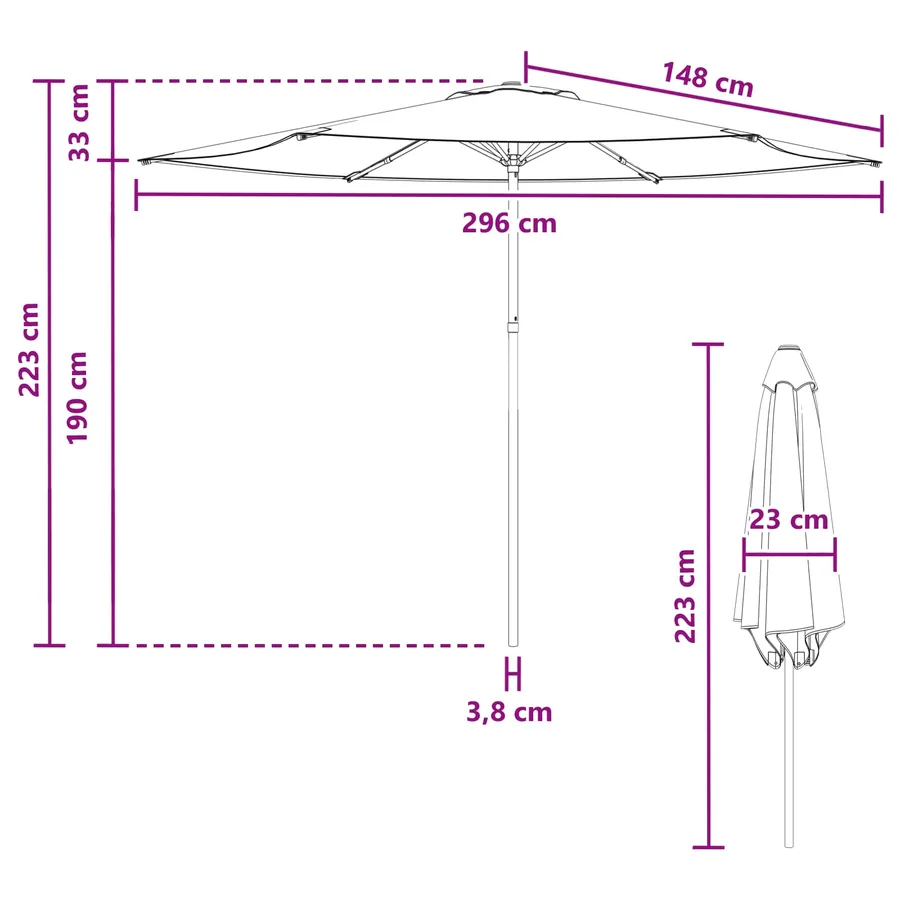 Parasol de jardin 300 x 300 cm Polyester Rectangulaire - 7