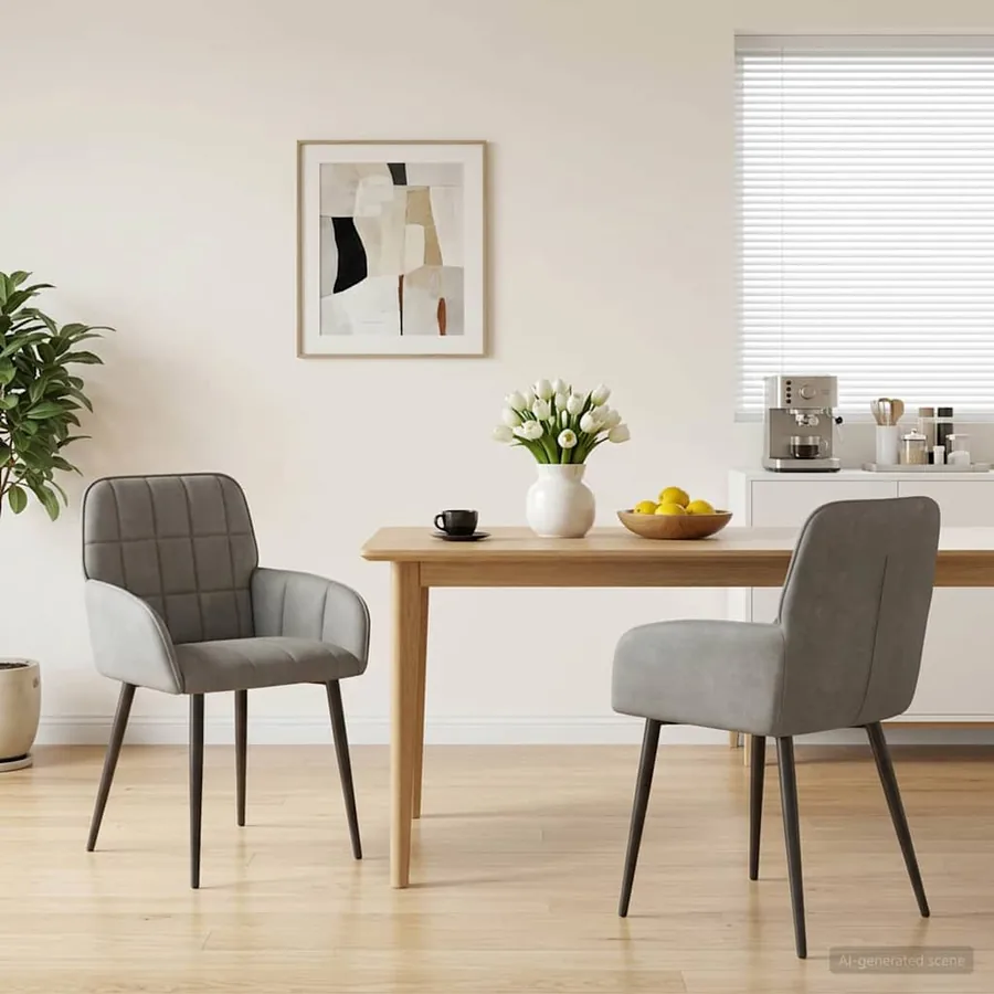 Chaises de salle à manger 2 pcs Velours Gris clair